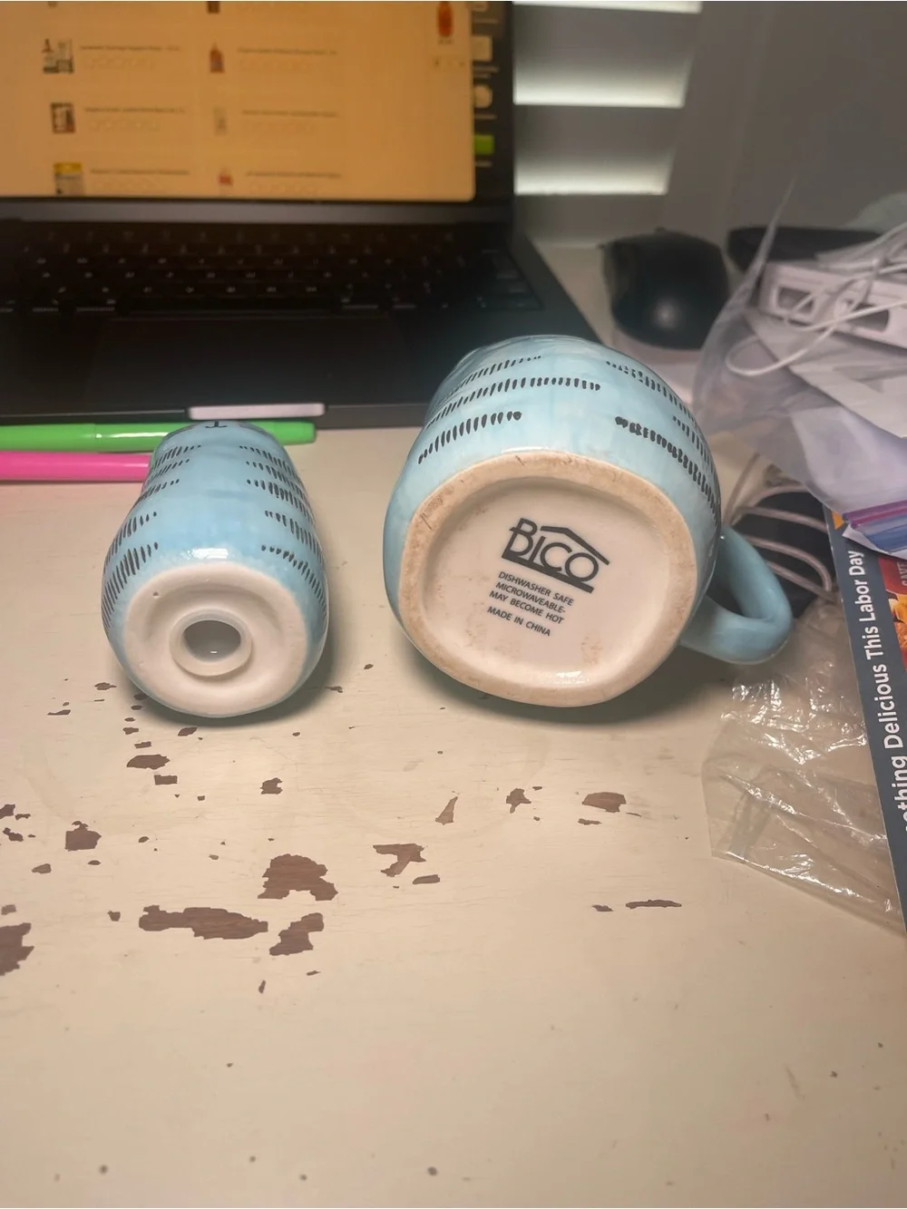 Blue Cat Ceramic Mug and Shaker Set - Cute Cat Design